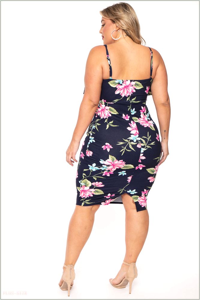  Plus Size Eden Floral Dress- Navy X32-CS2123FP-NY-1X