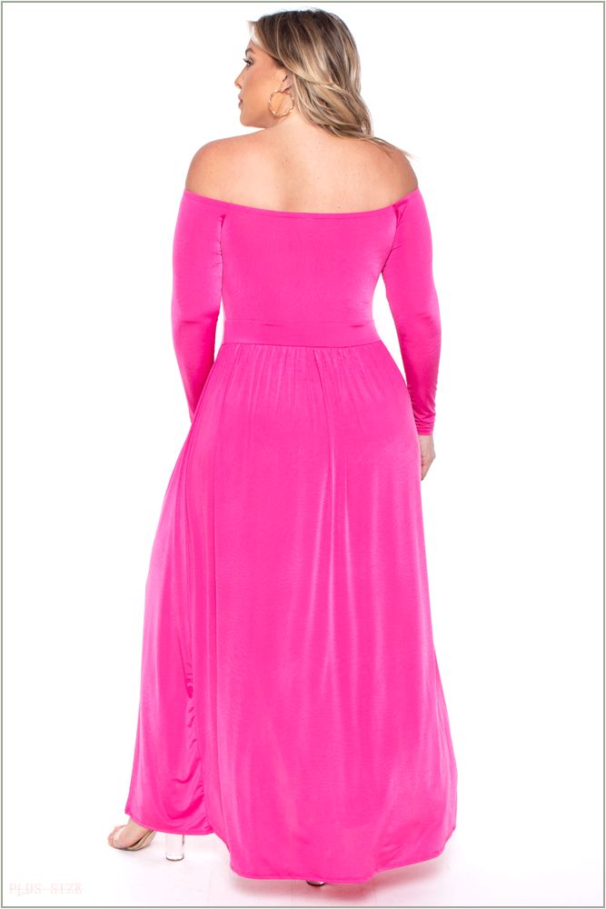  Plus Size Eliana M- Slit Dress- Pink NG2-CS2037-PK-1X