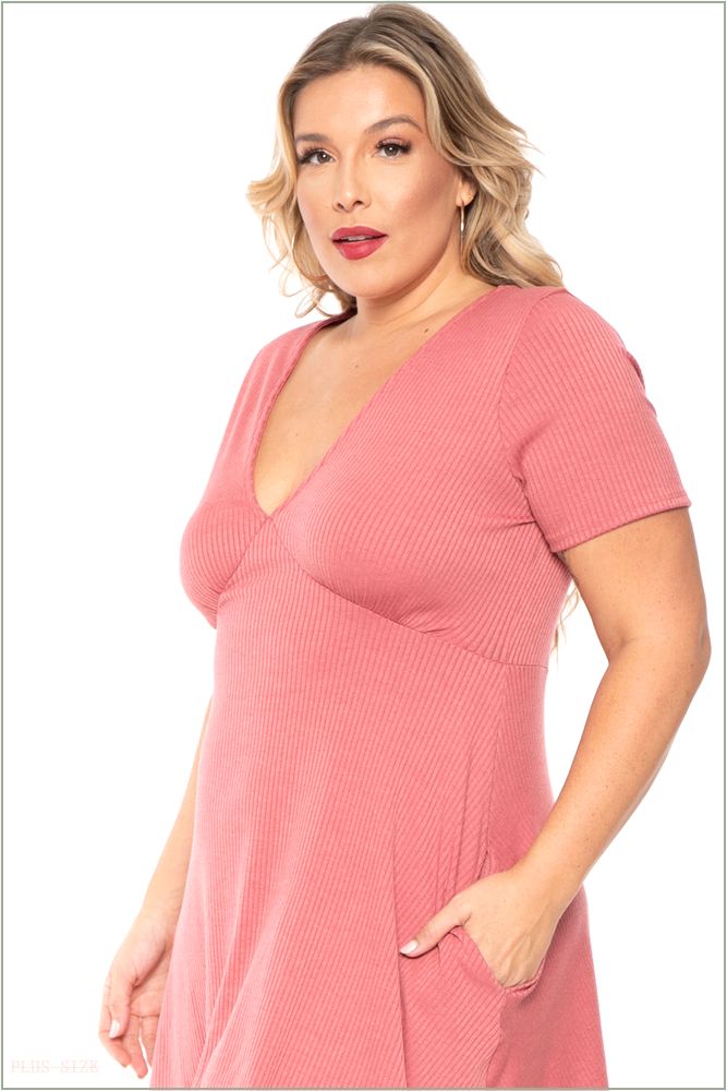  Plus Size Ellie Flare Dress - Mauve L41-CS2105-MV-1X