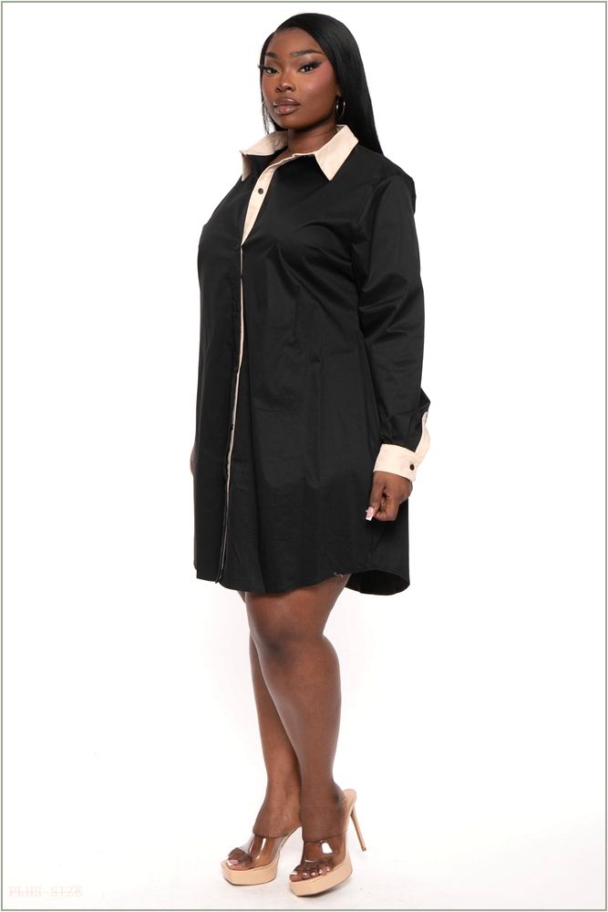  Plus Size Faneli Tunic Dress- Black Z218-26691X-BK-1X