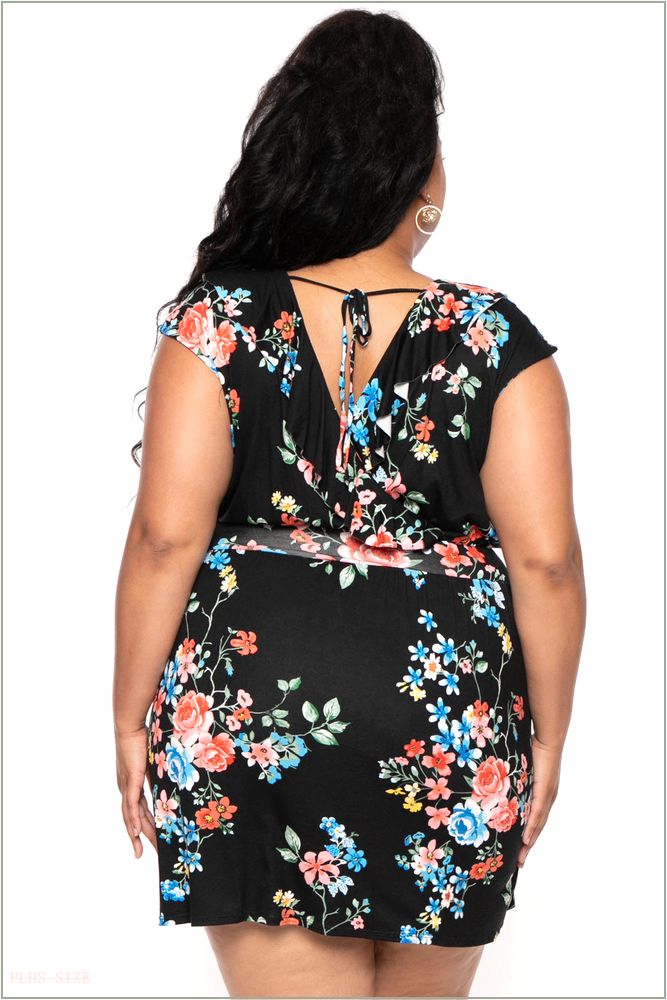  Plus Size Floral Tina Dress - Floral Black N13-CS0341-BK-1X