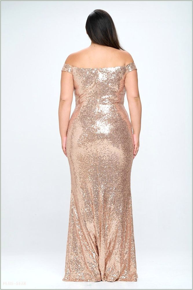  Plus Size Gally Sequins Mermaid Gown - Gold I13-P1013-GD-1X