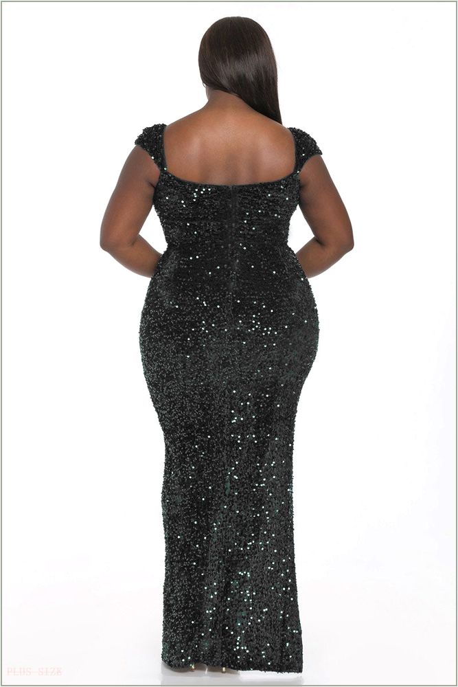  Plus Size Geneva Sweetheart Neckline Sequins Gown - Black B16-BCCDQ22991-BK-1X