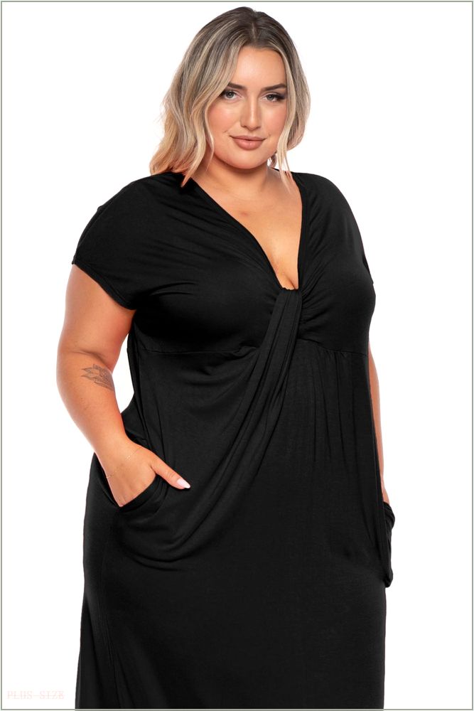  Plus Size Grace Twist Front Maxi Dress - Black Z236-CAD1485X-BK-1X