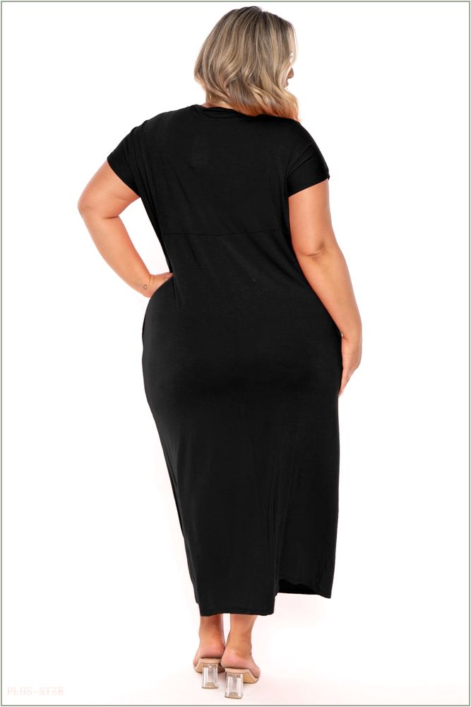  Plus Size Grace Twist Front Maxi Dress - Black Z236-CAD1485X-BK-1X