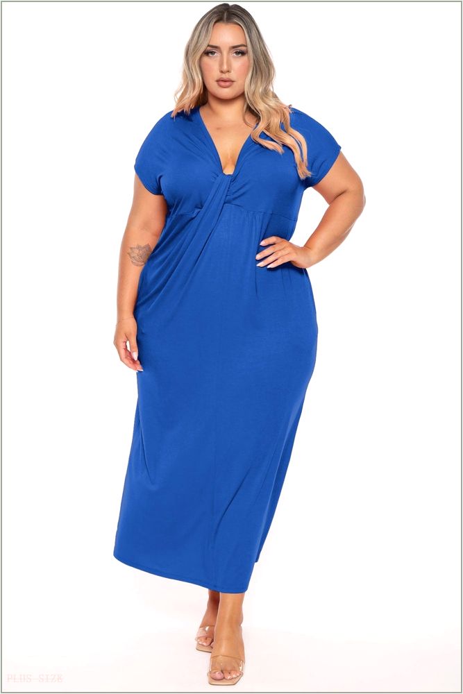  Plus Size Grace Twist Front Maxi Dress - Blue Z234-CAD1485X-BL-1X