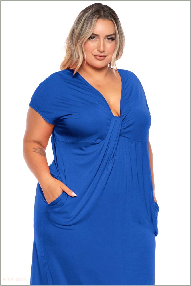  Plus Size Grace Twist Front Maxi Dress - Blue Z234-CAD1485X-BL-1X