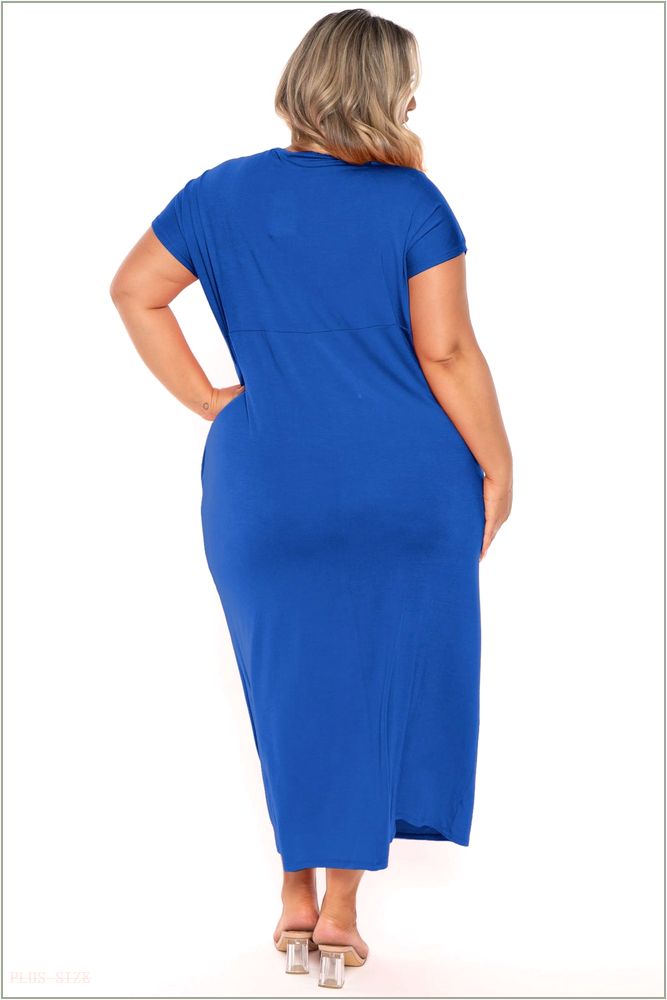  Plus Size Grace Twist Front Maxi Dress - Blue Z234-CAD1485X-BL-1X