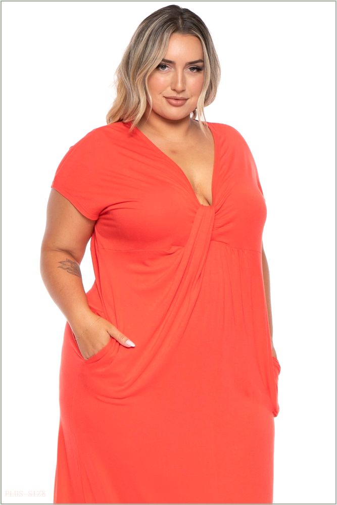  Plus Size Grace Twist Front Maxi Dress - Orange Z234-CAD1485X-OR-1X