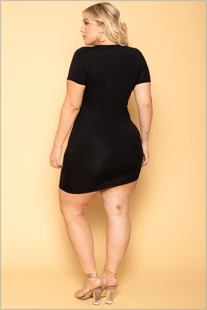  Plus Size Haley Bodycon Dress - Black B20-CS2062-BK-2X