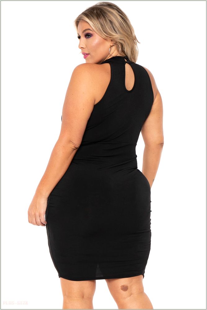  Plus Size Halter Knotted Dress - Black P17-CS1032-BK-3X