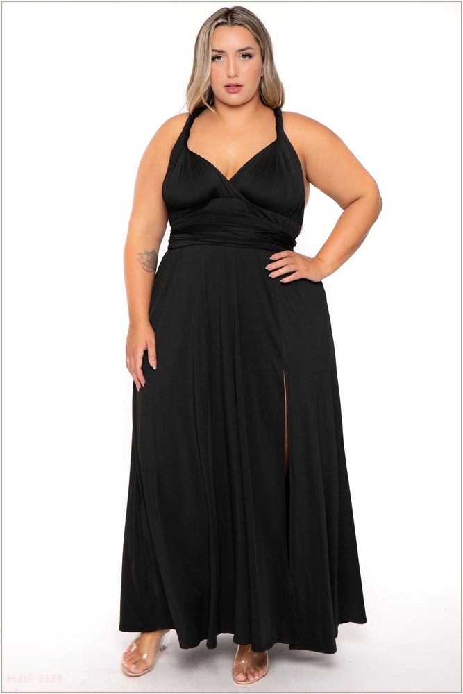  Plus Size Infinity Multi Way Maxi Dress - Black Z324-PDD3113-BK-1X