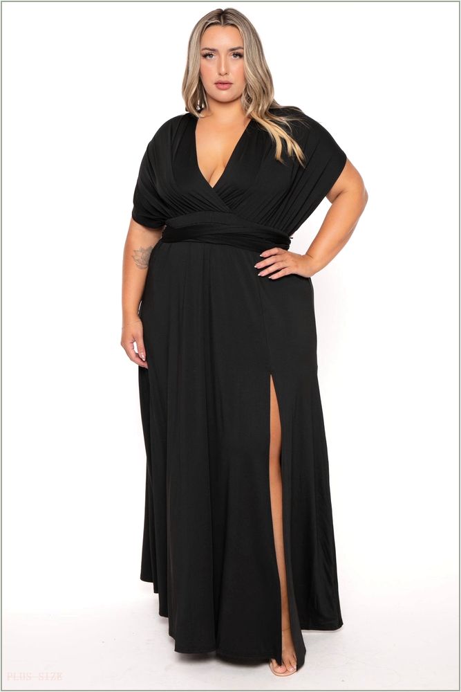  Plus Size Infinity Multi Way Maxi Dress - Black Z324-PDD3113-BK-1X