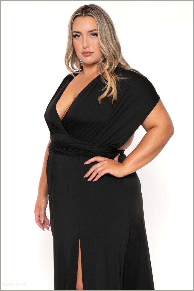  Plus Size Infinity Multi Way Maxi Dress - Black Z324-PDD3113-BK-1X