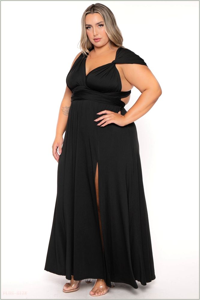  Plus Size Infinity Multi Way Maxi Dress - Black Z324-PDD3113-BK-1X