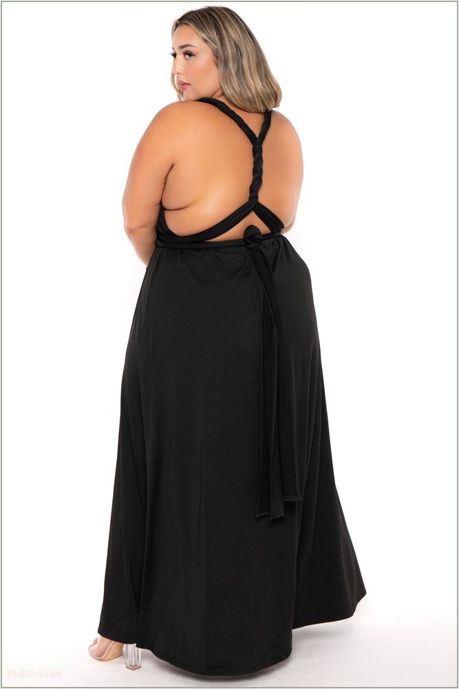  Plus Size Infinity Multi Way Maxi Dress - Black Z324-PDD3113-BK-1X