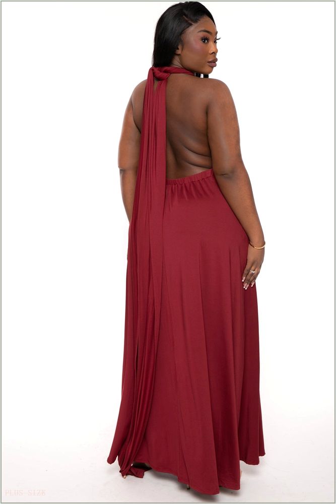  Plus Size Infinity Multi Way Maxi Dress - Burgundy Z324-PDD3113-BY-1X