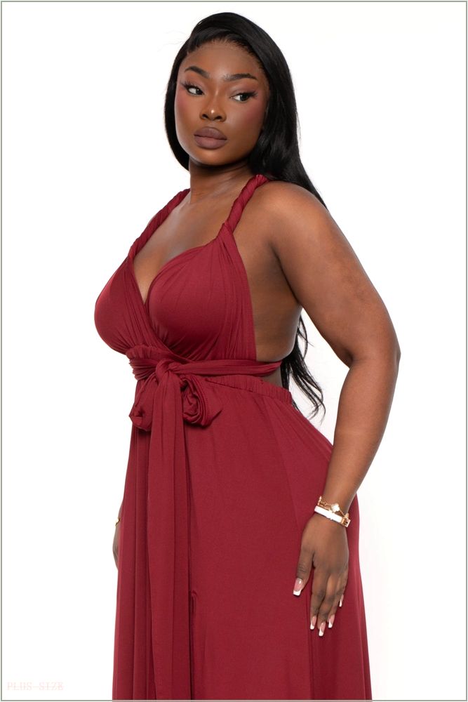  Plus Size Infinity Multi Way Maxi Dress - Burgundy Z324-PDD3113-BY-1X