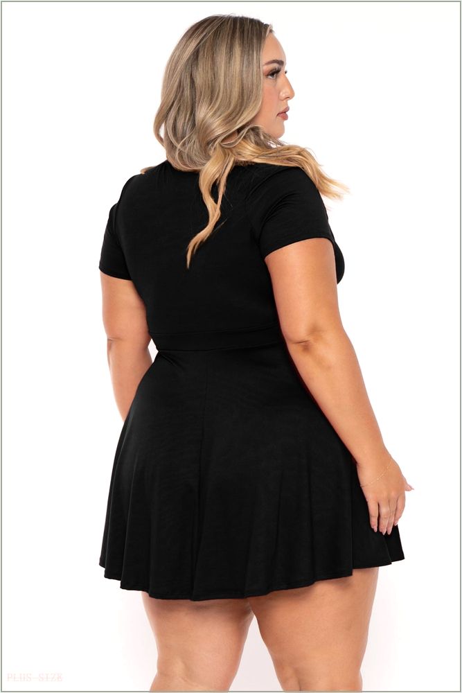  Plus Size Jayne Flare Dress - Black H1-CS2645-BK-1X