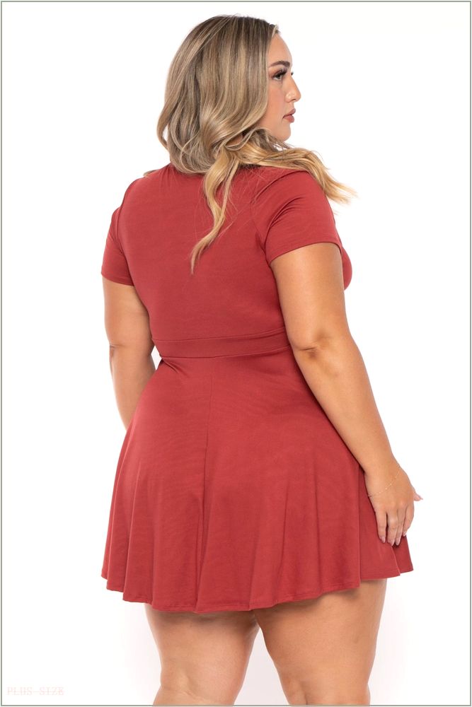  Plus Size Jayne Flare Dress - Terracotta H1-CS2645-TC-1X