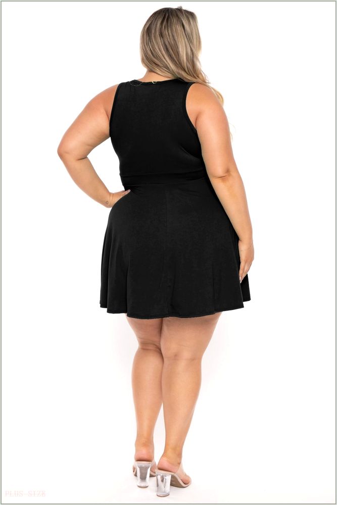  Plus Size Jeanine Flare Dress - Black H7-CS2320-BK-1X