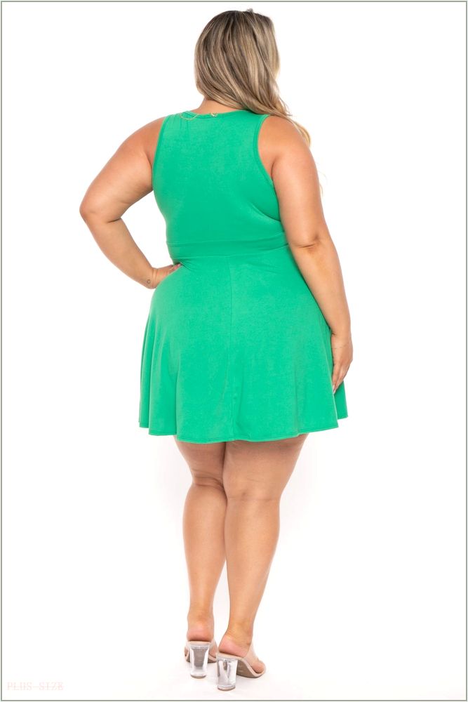  Plus Size Jeanine Flare Dress - Green H14-CS2320-GN-1X