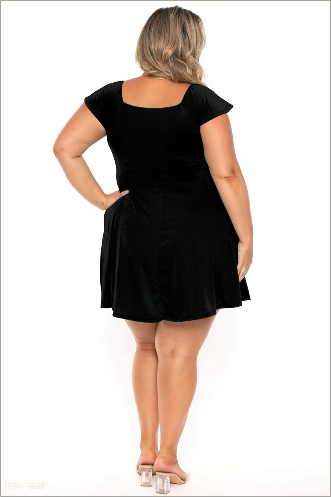  Plus Size Jeanne Flare Dress - Black H18-CS2319-BK-1X