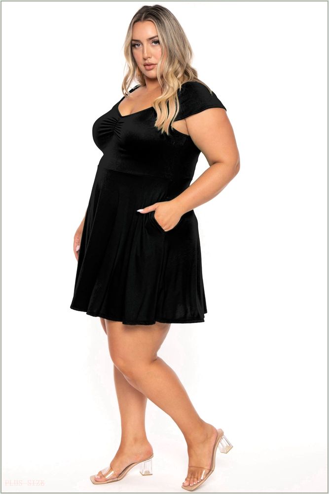  Plus Size Jeanne Flare Dress - Black H18-CS2319-BK-1X