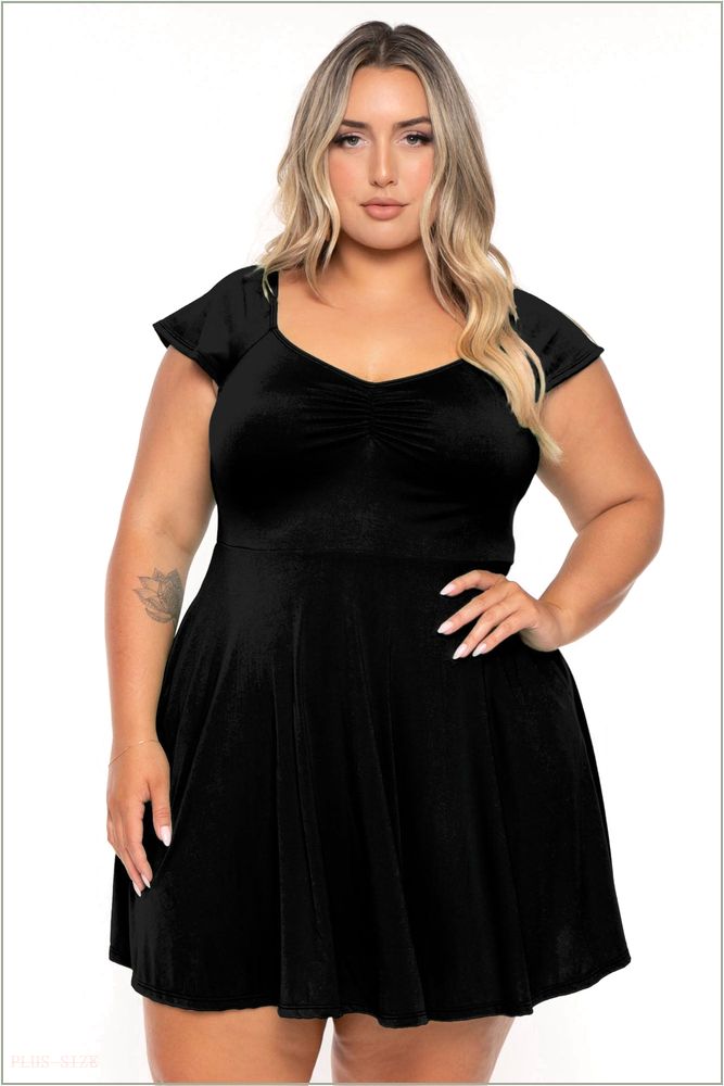  Plus Size Jeanne Flare Dress - Black H18-CS2319-BK-1X