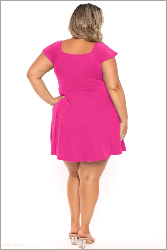  Plus Size Jeanne Flare Dress - Fuchsia H18-CS2319-FU-1X