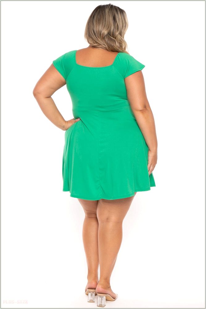  Plus Size Jeanne Flare Dress - Green H18-CS2319-GN-1X