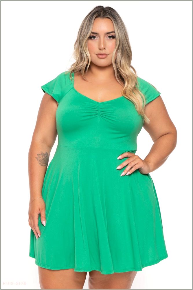  Plus Size Jeanne Flare Dress - Green H18-CS2319-GN-1X