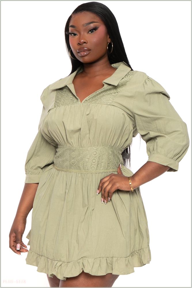  Plus Size Kadie Lace Mini Dress - Green Z244-JBJ1091P-GR-1X