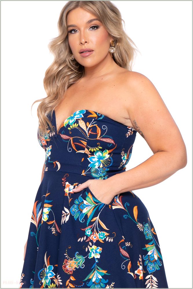  Plus Size Kaila Floral Dress- Blue P41-CS2078-BL-4X