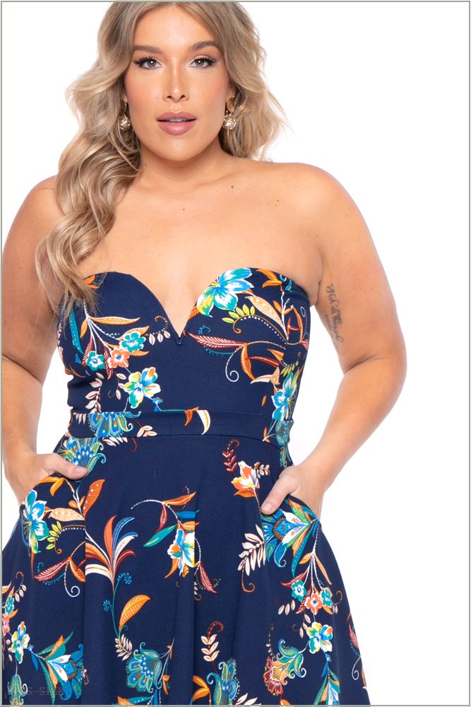  Plus Size Kaila Floral Dress- Blue P41-CS2078-BL-4X