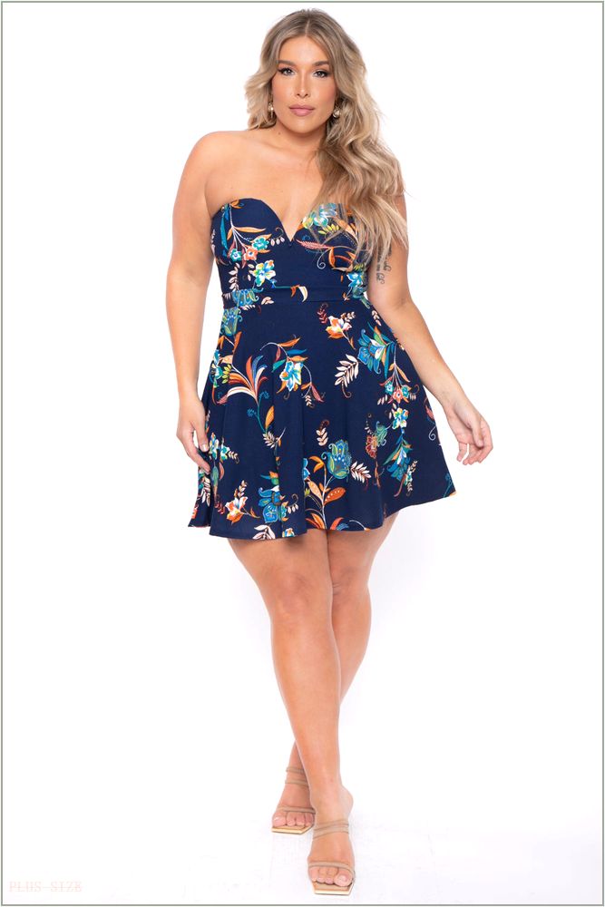  Plus Size Kaila Floral Dress- Blue P41-CS2078-BL-4X