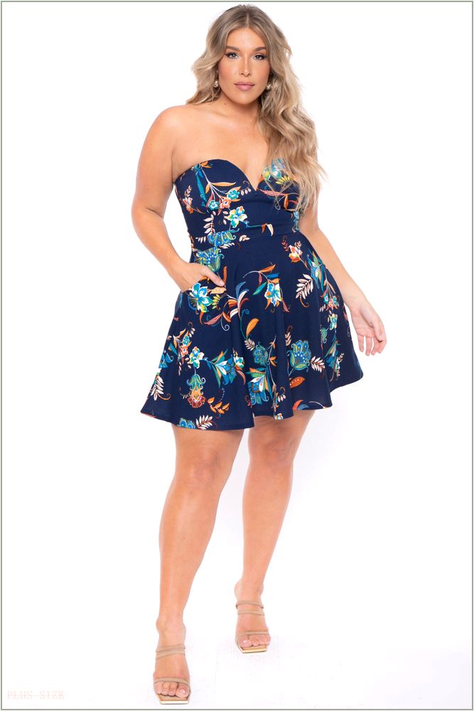  Plus Size Kaila Floral Dress- Blue P41-CS2078-BL-4X