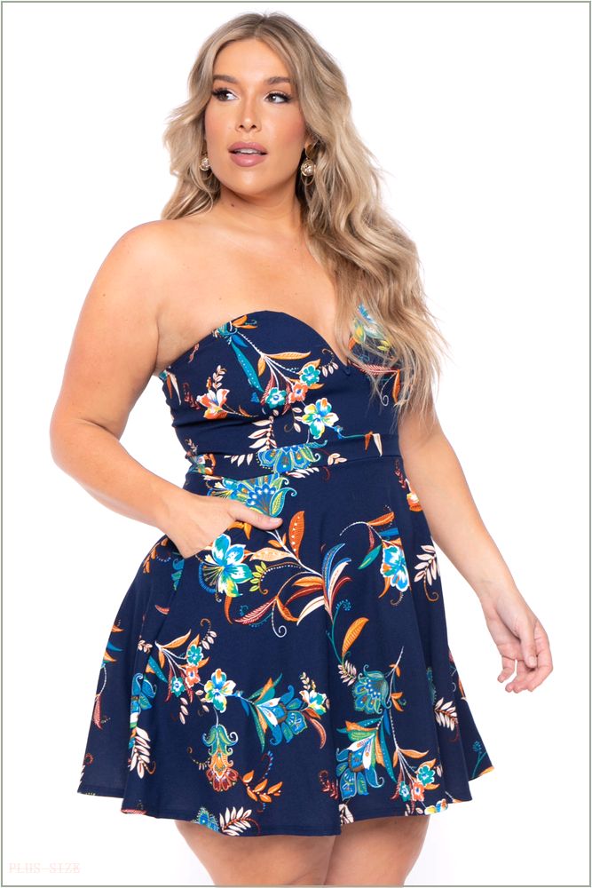  Plus Size Kaila Floral Dress- Blue P41-CS2078-BL-4X