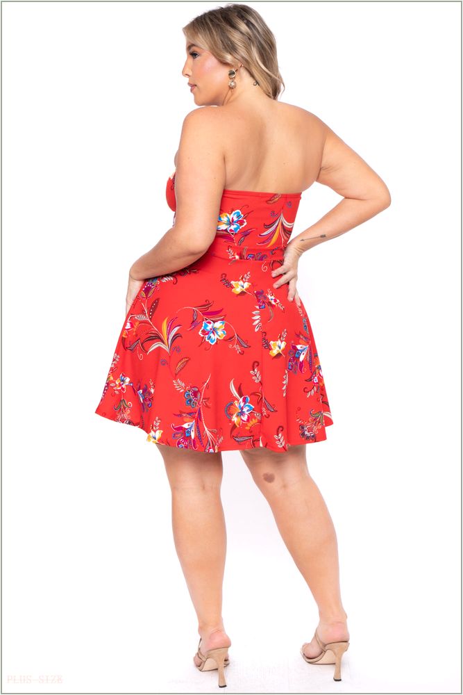  Plus Size Kaila Floral Dress- Red R21-CS2078-RD-3X