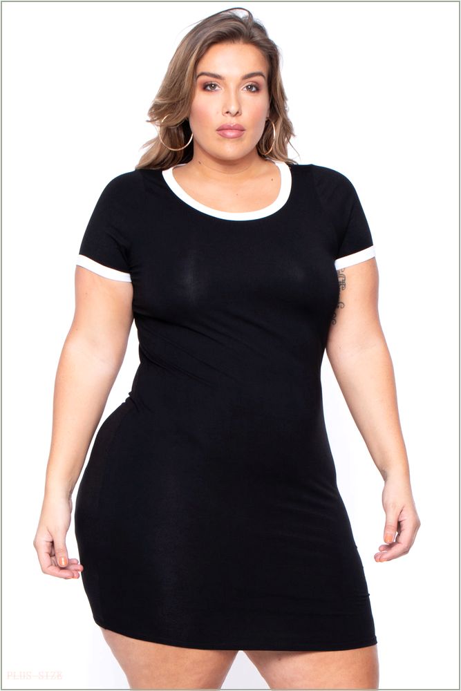  Plus Size Kate Tee Dress - Black F13-L849-BK-1X