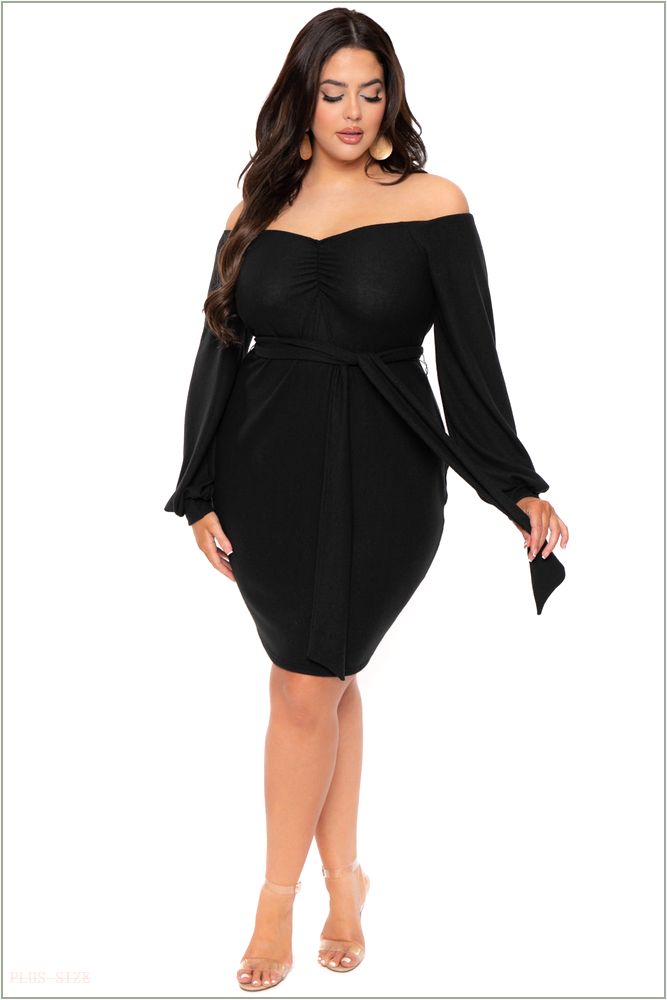  Plus Size Kiera Sweetheart Sweater Dress- Black B4-CS2250-BK-2X