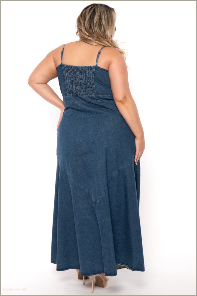  Plus Size Lana Denim Maxi Dress - Blue A15-JBJ1076P-BL-1X