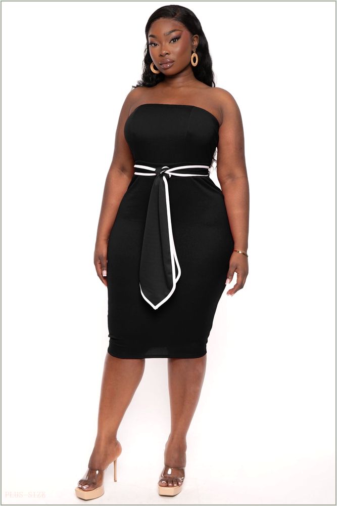  Plus Size Larisa Strapless Midi Dress- Black H6-CS2537-BK-1X