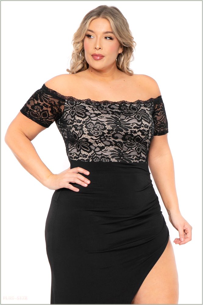  Plus Size Layla Lace Top Maxi Dress - Black U19-CS2263-BK-3X