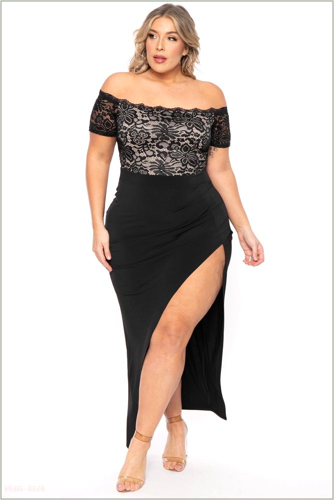  Plus Size Layla Lace Top Maxi Dress - Black U19-CS2263-BK-3X