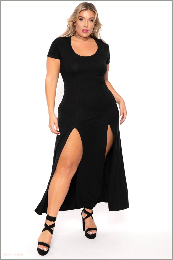  Plus Size Linnea Maxi Dress - Black H2-CS1218-BK-1X