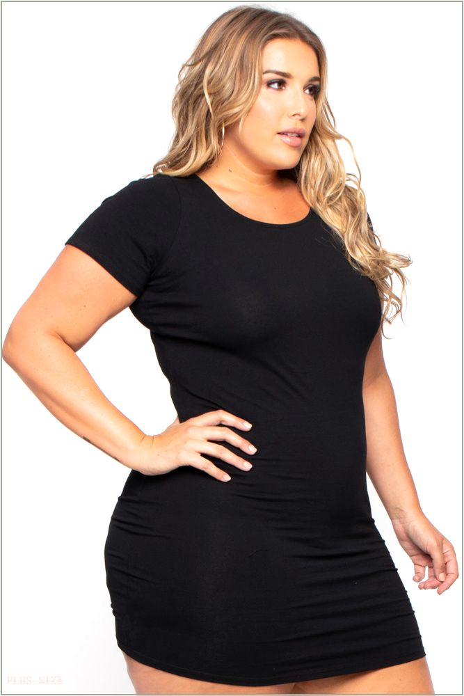  Plus Size Little Black Bodycon Dress - Black H10-L955-BK-1X