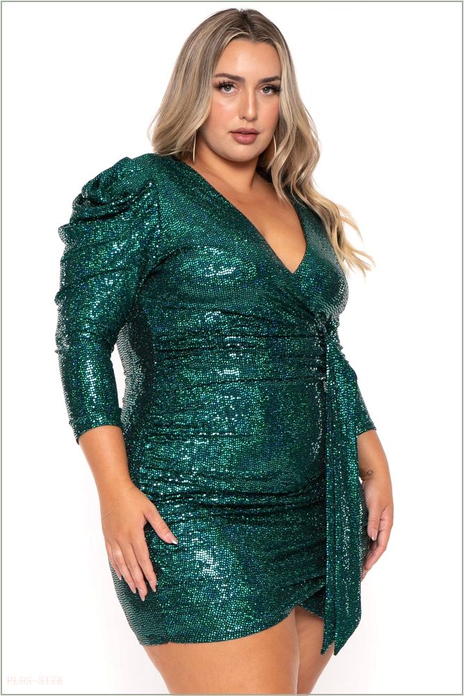  Plus Size Livi Sequin Bodycon Dress - Green H15-GD81047-GR-2X