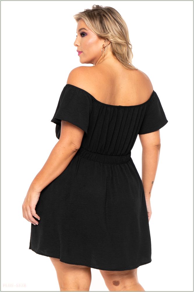  Plus Size Luciana Front Button Dress - Black H11-CS2175-BK-1X