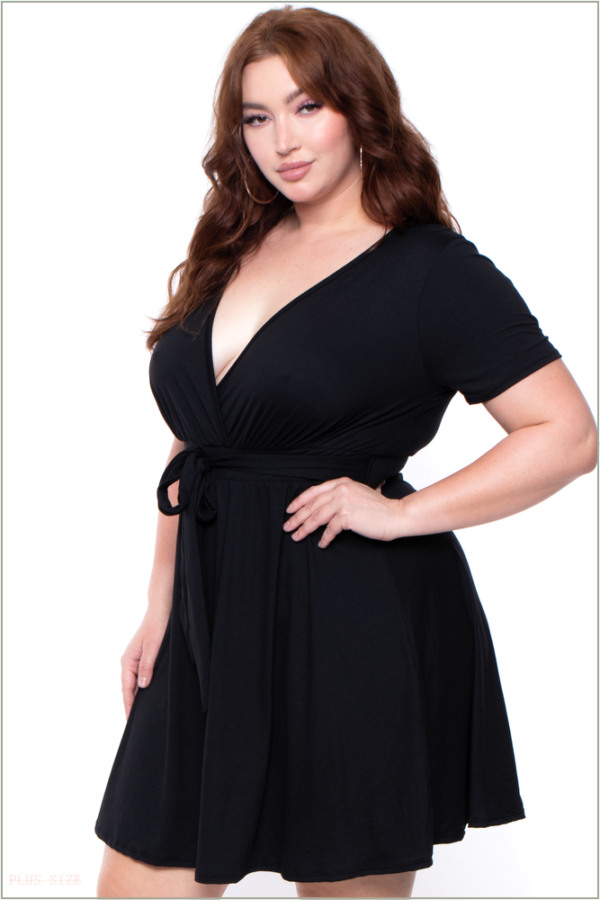  Plus Size Lucy Flare Dress - Black M37-CS0854-BK-3X